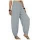 thumbnail image 3 of Pantalones anchos con cintura elástica para mujer - Pantalones holgados informales con bolsillos - Poliéster, tallas S-XXXXXL, 3 of 6