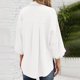 thumbnail image 3 of Blusa tres cuartos linterna manga botón gasa color puro tops casuales para las mujeres, 3 of 5