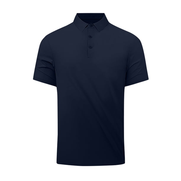 Camisa Casual de Solapa de los Hombres, Botón de Color Sólido de Verano Delantero Al Aire Libre para el Uso Diario, Transpirable Ligero Mock Cuello Tee