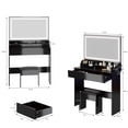 thumbnail image 2 of Leumius Makeup Vanity Set with 3 Color Lighted Mirror,Extra Large LED Mirror,Large Capacity Storage Dressing Table for Bedroom,Black, 2 of 4