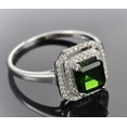 thumbnail image 2 of Perfect 1.75 Carat Green Emerald 6mm Princess Cut And Moissanite Diamond Double Halo Engagement Ring in 10k White Gold, 2 of 5