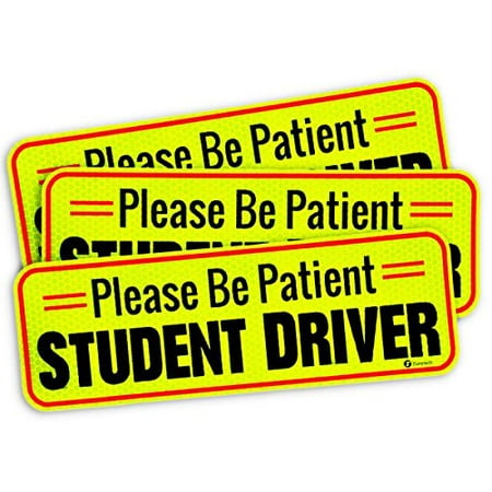 Zone Tech Vehicle Bumper Magnet – 3 Pack  Please Be Patient Student Driver Effective Bumper Decal Neon (Best Car For Student Driver)