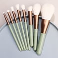 thumbnail image 1 of Nvzi Juego de 8 brochas de maquillaje, brochas para base, polvos, correctores, sombras de ojos y rubor, color verde, 1 of 4