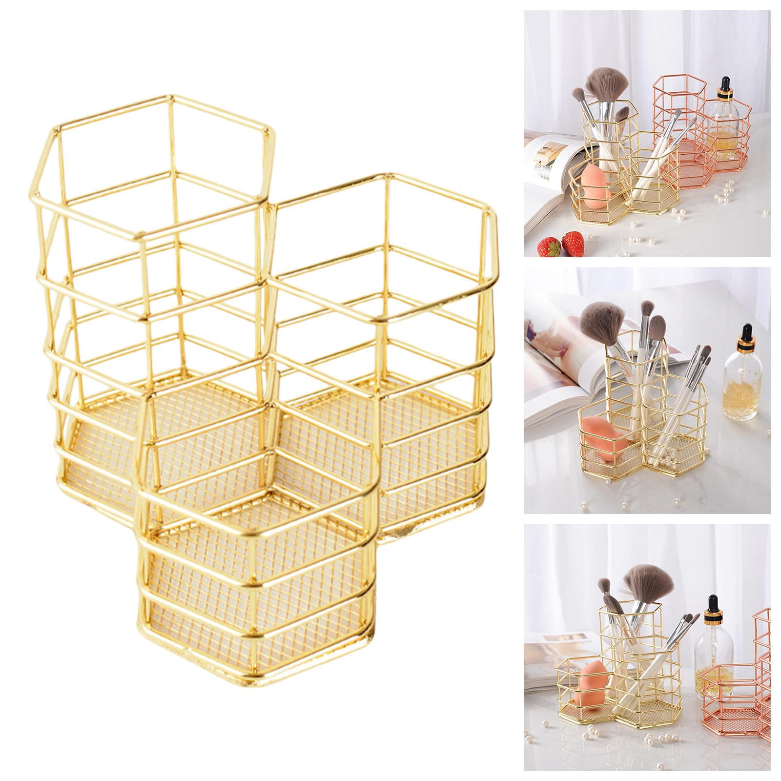 Stainless Steel Desk Organizer Supplies Accessories Compartments Container Brush
