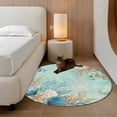 thumbnail image 2 of Round Rugs 3.3Ft, Teal Beach Coastal Round Area Rug Washable Indoor Throw Carpet, Summer Nautical Coral Shell Botanical Soft Non Slip Circle Rug for Laundry Room Patio Home Decor Aesthetic, 2 of 8