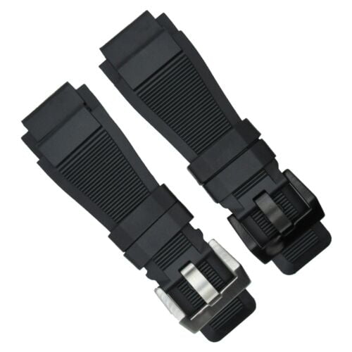 24MM FOR SUUNTO CORE SILCONE RUBBER WATCH BAND STRAP   BLACK ADAPTER BLACK