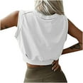 thumbnail image 4 of Ruimatai Women's Sleeveless Blouse Casual Loose Crop Top Solid Round Neck Sexy Vest Summer T-Shirt, 4 of 9