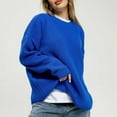 thumbnail image 2 of Giftesty Sweaters for Women Plus Size Women's Long Sleeved Loose Solid Color Round Neck Pullover Knitted Sweater, 2 of 9
