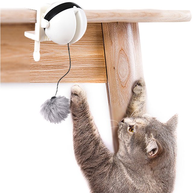 Juguete divertido para gatos con pelota eléctrica para levantar (blanco)