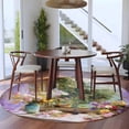 thumbnail image 3 of Large Round Rug 8Ft Washable Non-Slip, Spring Flowers Circle Area Rugs for Living Room Bedroom, Vintage Middle Century Abstract Oil Painting Indoor Floor Mats Carpet Runner for Home Decor, 3 of 8