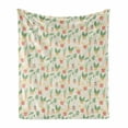thumbnail image 1 of Botanical Soft Flannel Fleece Blanket, Exotic House Plants in Pots Modern Design Colorful Pastel Repetition, Cozy Plush for Indoor and Outdoor Use, 70" x 90", Coral Peach Fern Green, by Ambesonne, 1 of 5