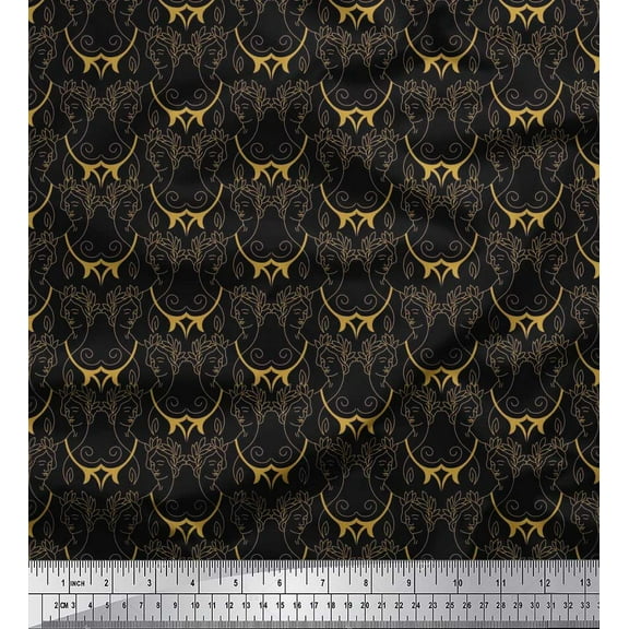 Soimoi Cotton Voile Fabric Women Face Print Fabric by The Yard 42 Inch Wide