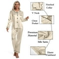 thumbnail image 4 of DAKIMOE Sleepwear Womens Silky Satin Pajamas Set Long Sleeve Nightwear Loungewear, Champagne 2, XXL, 4 of 8