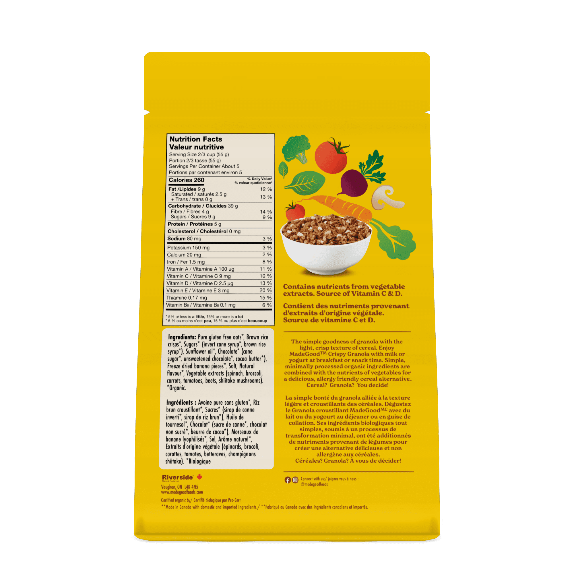MadeGood Chocolate Banana Crispy Light Granola 284g