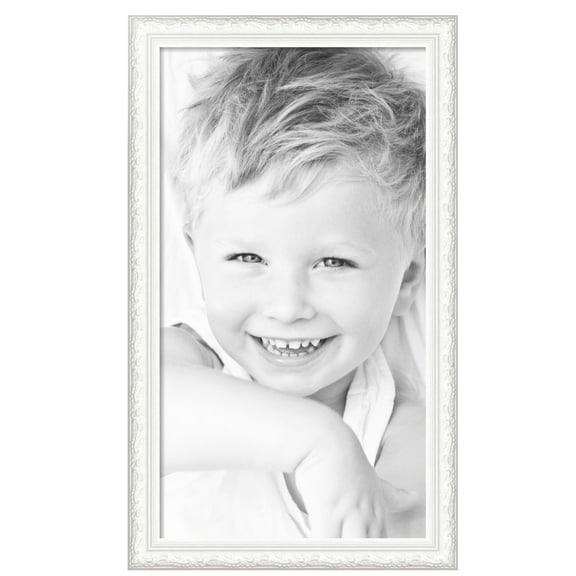 ArtToFrames 23" x 42" Majestic White Picture Frame, 23x42 inch Silver Wood Poster Frame (WOM-5198), Pack
