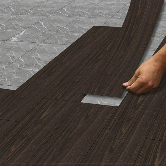 VINOIC Wood Grain Floor Stickers Self Adhesive PVC Waterproof for Living Room Dining Room Decor 118 Inch