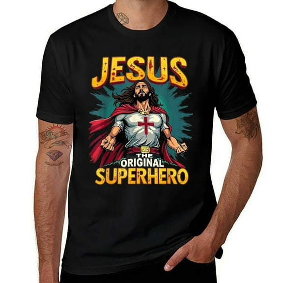 Jesus Original Superhero Mens T Shirts Cotton Short Sleeve T-Shirt Crew Neck Tees Casual Shirt