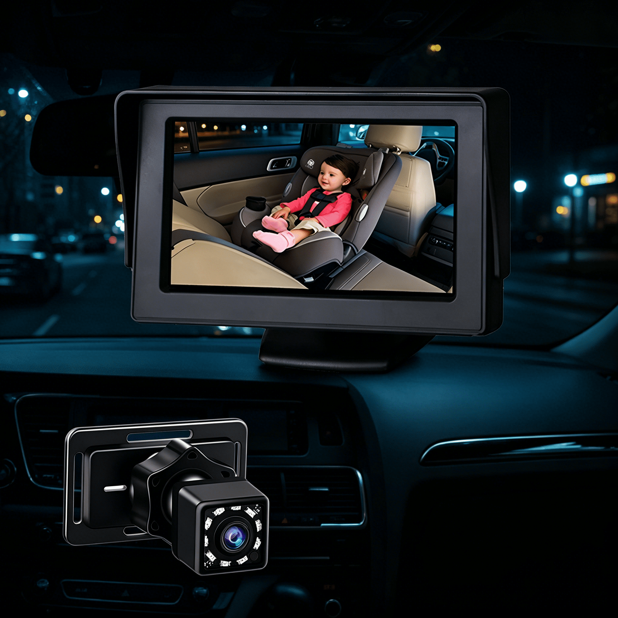 GJX 2026 New Baby Car 1080P 4.3 in Baby Car Camera Night Car Seat Cameras,Black Remote Cable Life Must Haves Car Backup Bike Rear View Cameras with Mount for Cars,Trucks,Suvs Bikes