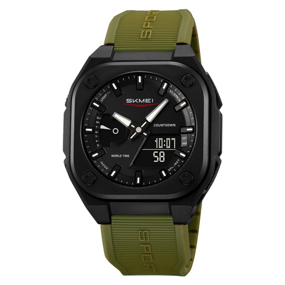 CARLIEN Multifunctional Waterproof Sports Watch, Military Style, Outdoor Sport, 50M Waterproof, Luminous Day Calendar Timer,green