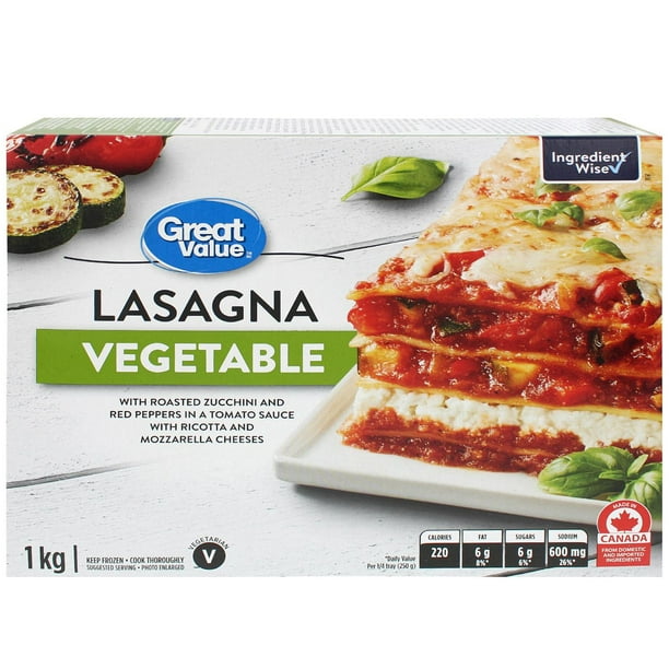 Great Value Vegetable Lasagna, 1 kg Walmart.ca