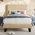 thumbnail image 3 of Virans Twin Size Bed Frame,Upholstered Linen Platform Bed frame with Fabric Headboard,Solid Wood Slats Support,Noise Free,No Box Spring,Easy Assembly,Beige, 3 of 9