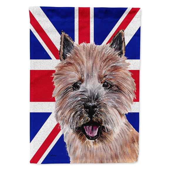 Norwich Terrier with English Union Jack British Flag Garden Flag