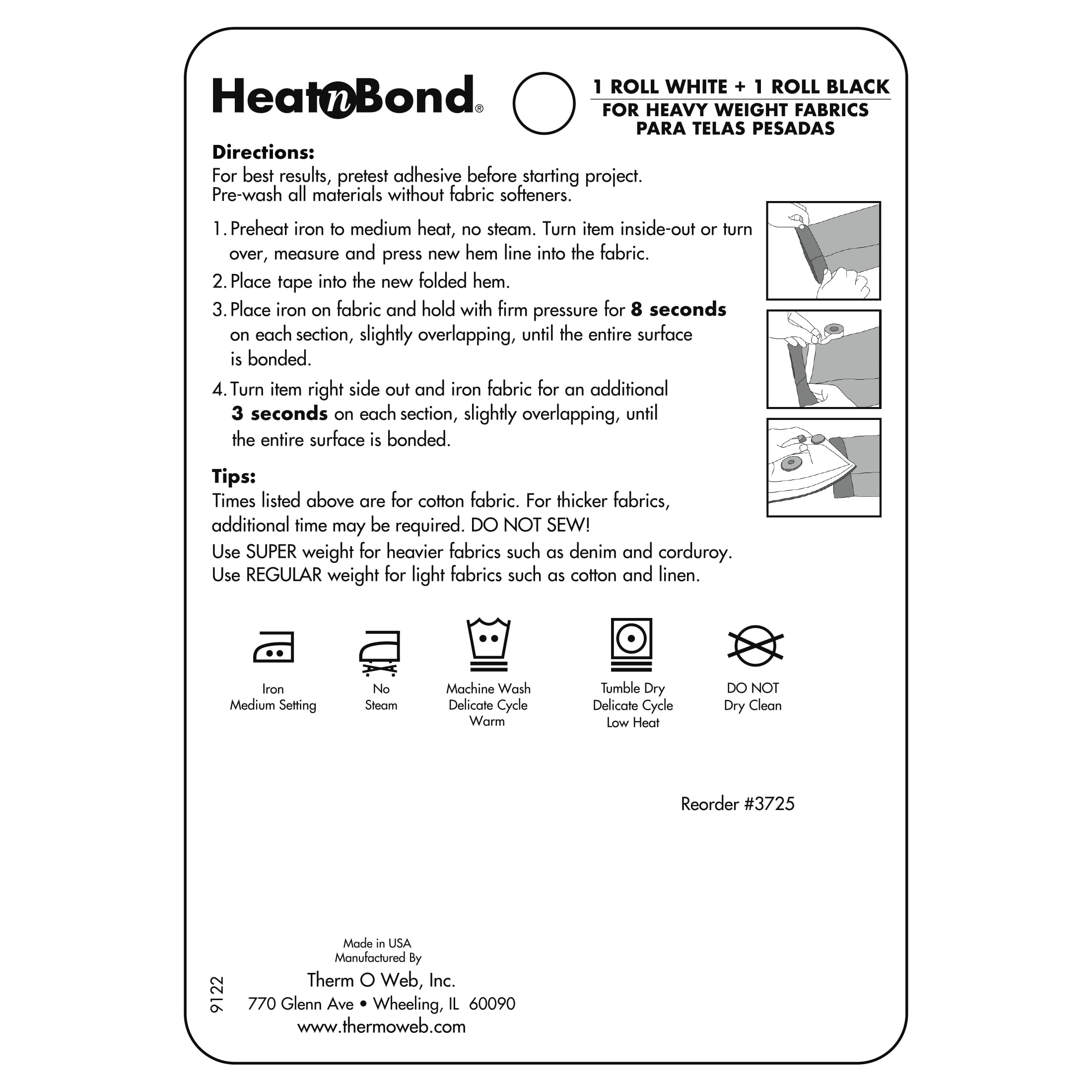 (2 pack) HeatnBond SUPER WEIGHT HEM TAPE COMBO LIGHT/DARK FABRIC 2 PACK 3/4 in x 8 yards each