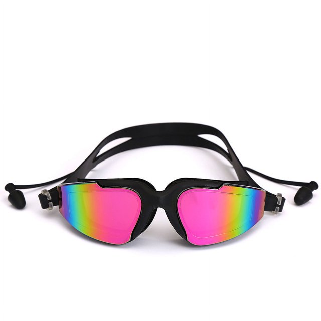 Gafas de natación profesionales con tapones para los oídos, clip para la nariz, gafas de natación anti-UV, antivaho, galvanoplastia para unisex