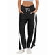thumbnail image 2 of Pantalones Deportivos Holgados de Pierna para Mujer, Informales, con Cordón Ajustable y Cintura Elástica, en Colores Contrastantes, Estilo Y2K. Negro M, 2 of 7