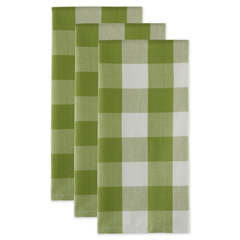 DII Antique Green Buffalo Check Dishtowel (Set of 3)