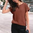 thumbnail image 3 of KCAHPAN Womens Short Sleeve Sweaters Tops Ribbed Knit Crewneck Summer Pullover Blouse, 3 of 21