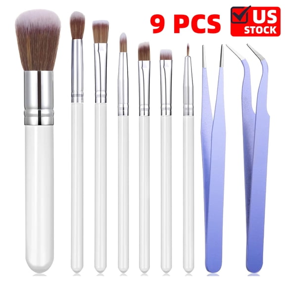Set of 10 Cake Candy Decorating Brushes Tools Cookie Decoration Brushes Pastry Brush and Stainless Steel Straight and Curved Tip Tweezers Pasta Tweezers for Baking Fondant (Macaron Color)