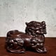 thumbnail image 1 of Ebony wood carved Pixiu figurines, a pair, solid wood, for home living room TV cabinet decoration, gifts, and auspicious crafts., 1 of 3