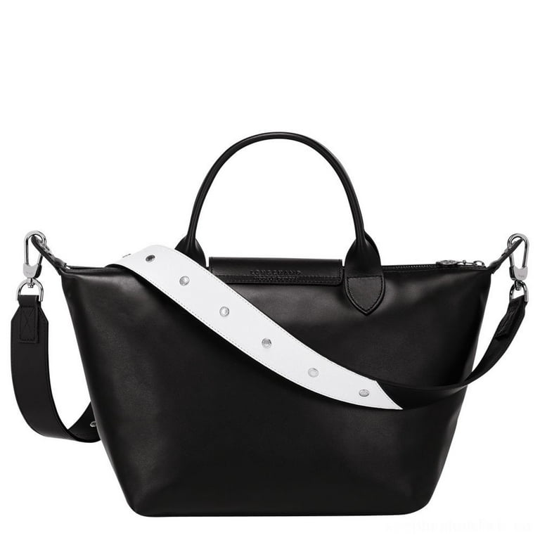 Longchamp 'le Pliage Cuir' Leather Tote in Black