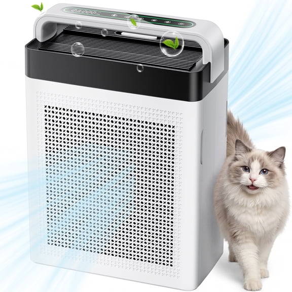Air Purifier for Large Rooms up to 2,500 Sq. Ft., 6-Stage Filtration with H13 True HEPA, for Dust, Smoke, Odors & Pollen, PM2.5 Display, Auto Mode, Dual Air Intake, 1–24H Timer, White