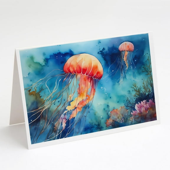 Jellyfish Greeting Cards Pack of 8 7 in x 5 in