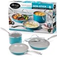 thumbnail image 1 of Juego de Ollas y Sartenes Azul - 5 Piezas,Cerámica Antiadherentes con Revestimiento de Diamante, Aptos para Horno y Lavavajillas, 100% Libre de PFOA, 1 of 7