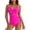 Pink, variant on Womens One Piece Swimsuit Metal Modest Tummy Control Bathing Suit Slimming Full Coverage Mesh Swim Suits