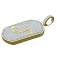 thumbnail image 2 of Mens 14K Gold Finish Baguette/Round Cut Simulated Diamond Initial Letters Alphabet " S " Pendent Charm 2'', 2 of 5