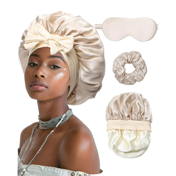 Gorro de seda AWAYTR Mulberry para mujeres que duermen, cabello rizado