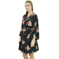 thumbnail image 6 of Bimba Women's Floral Printed Georgette Bridesmaid Robe Black Coverup Wrap-22, 6 of 8