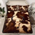 thumbnail image 2 of Homewish Tribal Sheep Skeleton Queen Sheet Sets, Vintage Brown Cow Print Flat Sheet, Southwestern Theme Queen Fitted Sheet, Microfiber Bedroom Decor, 4-Piece, 2 of 7