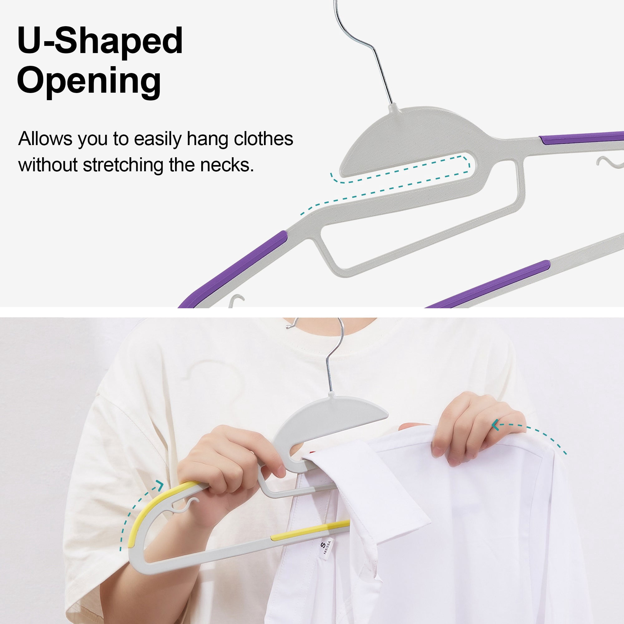VECELO 25 Pack Heavy Duty Plastic Hangers, 360º Swivel Hook Coat Hangers, Non-Slip, Space-Saving, Multicolor