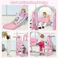 thumbnail image 6 of Costway 4-in-1 Kids Play Climber Playset w/ Basketball Hoop & Ball Pink, 6 of 11