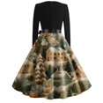 thumbnail image 6 of Christmas Dresses for Women Women's Fashion Round Neck Slim-Fit Christmas Print Long-Sleeved Dress for Christmas Party,Army Green,L, 6 of 6