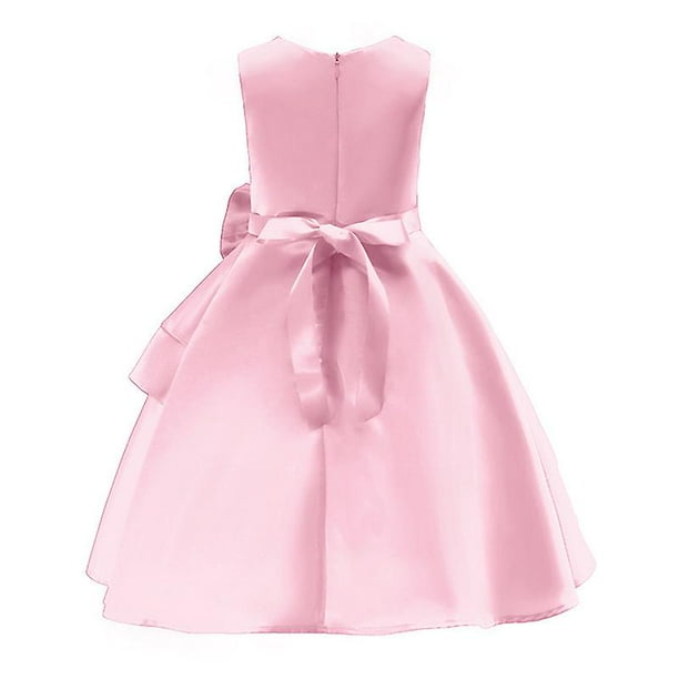 Vestido de dama de honor de princesa con lazo sin mangas para niñas y niños, vestidos de columpio de noche para fiesta de boda de 2 a 9 años