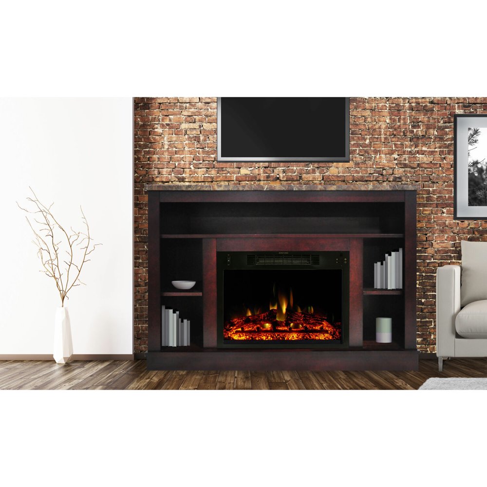 Cambridge Seville Electric Fireplace Heater with 47In. Cherry TV Stand