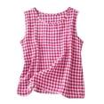 thumbnail image 1 of FAVIPT Débardeurs en Coton à Carreaux pour Femmes Printemps Été Décontractés Fluides Chemises Vichy Col Ras du Cou Sans Manches Tunique Confortable Rose Vif,TG, 1 of 8