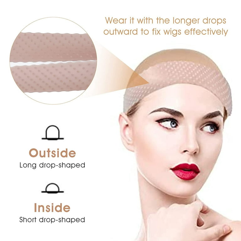 4Pcs Wig Grip Band Non-Slip Silicone Wig Headband for Women Adjustable Wig  Fix Seamless Wig Band Elastic Wig Gripper Cap for Lace Wigs to Hold Wig 
