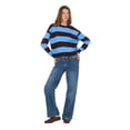 thumbnail image 2 of Forever 21 Women's Blue & Brown Preppy Sweater, Rugby Stripe Design for Cozy Fall Layering, XL, 2 of 6